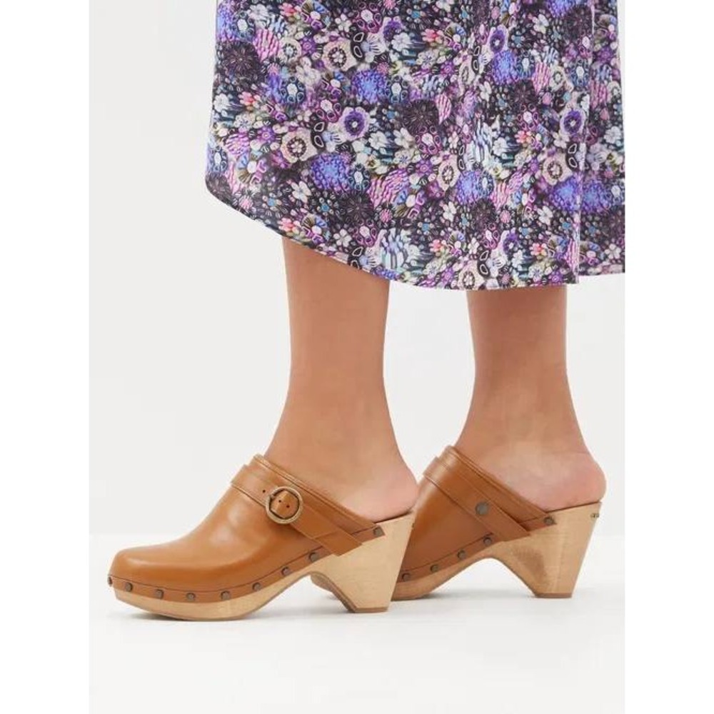 Isabel Marant Titya‎ caramel brown leather clogs size 38 / US 8 70s boho $590